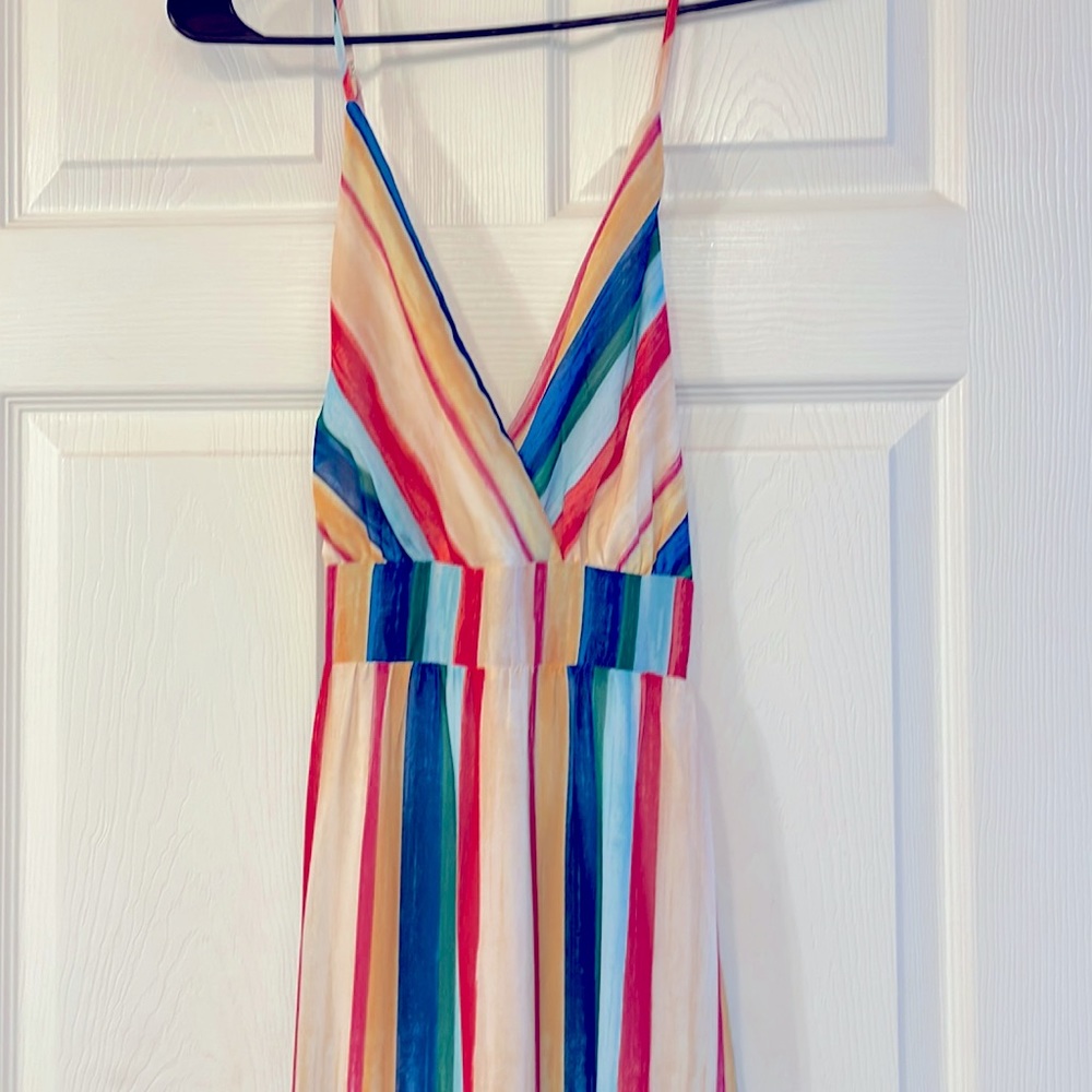 Womens striped colorful sheer overtop dress- Size Large